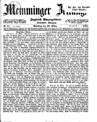 Memminger Zeitung Samstag 23. März 1878