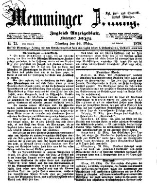 Memminger Zeitung Dienstag 26. März 1878