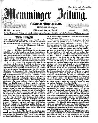 Memminger Zeitung Mittwoch 3. April 1878