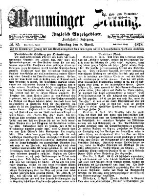 Memminger Zeitung Dienstag 9. April 1878