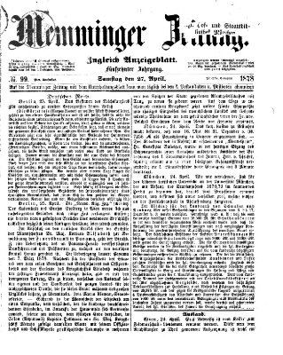 Memminger Zeitung Samstag 27. April 1878