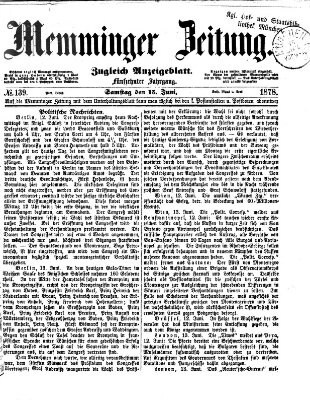 Memminger Zeitung Samstag 15. Juni 1878