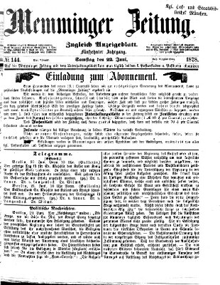 Memminger Zeitung Samstag 22. Juni 1878