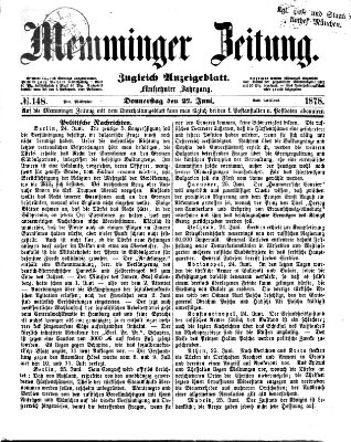 Memminger Zeitung Donnerstag 27. Juni 1878