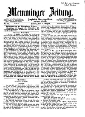 Memminger Zeitung Samstag 17. August 1878