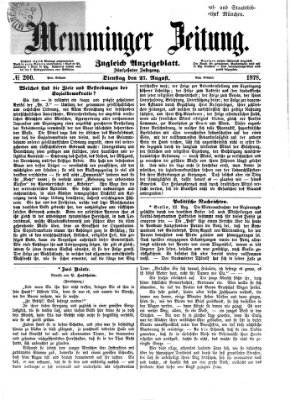 Memminger Zeitung Dienstag 27. August 1878