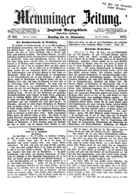 Memminger Zeitung Samstag 14. September 1878