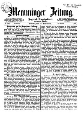 Memminger Zeitung Sonntag 15. September 1878