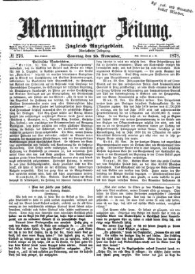 Memminger Zeitung Samstag 23. November 1878