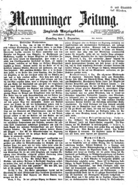 Memminger Zeitung Samstag 7. Dezember 1878