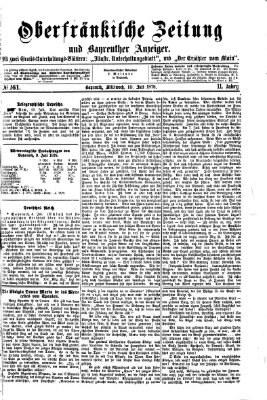 Oberfränkische Zeitung und Bayreuther Anzeiger (Bayreuther Anzeiger) Mittwoch 10. Juli 1878