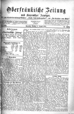 Oberfränkische Zeitung und Bayreuther Anzeiger (Bayreuther Anzeiger) Montag 5. August 1878