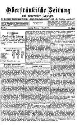 Oberfränkische Zeitung und Bayreuther Anzeiger (Bayreuther Anzeiger) Dienstag 6. August 1878