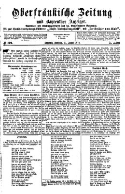 Oberfränkische Zeitung und Bayreuther Anzeiger (Bayreuther Anzeiger) Samstag 17. August 1878