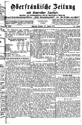 Oberfränkische Zeitung und Bayreuther Anzeiger (Bayreuther Anzeiger) Dienstag 20. August 1878