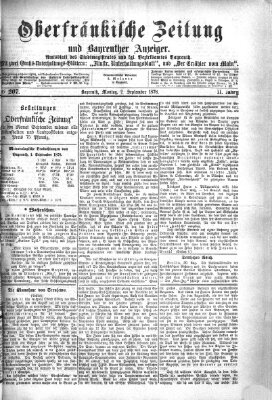 Oberfränkische Zeitung und Bayreuther Anzeiger (Bayreuther Anzeiger) Montag 2. September 1878