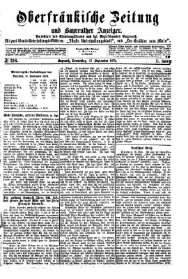 Oberfränkische Zeitung und Bayreuther Anzeiger (Bayreuther Anzeiger) Donnerstag 12. September 1878