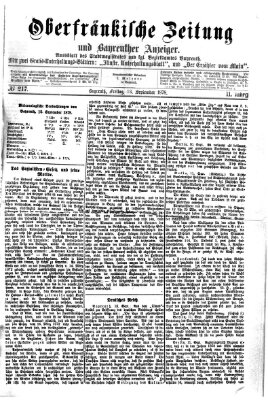 Oberfränkische Zeitung und Bayreuther Anzeiger (Bayreuther Anzeiger) Freitag 13. September 1878