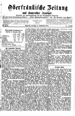 Oberfränkische Zeitung und Bayreuther Anzeiger (Bayreuther Anzeiger) Samstag 14. September 1878