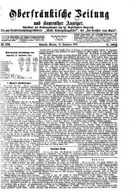 Oberfränkische Zeitung und Bayreuther Anzeiger (Bayreuther Anzeiger) Montag 16. September 1878