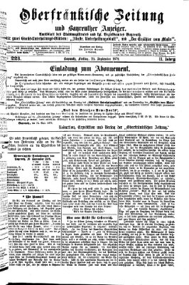 Oberfränkische Zeitung und Bayreuther Anzeiger (Bayreuther Anzeiger) Freitag 20. September 1878