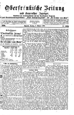 Oberfränkische Zeitung und Bayreuther Anzeiger (Bayreuther Anzeiger) Samstag 5. Oktober 1878