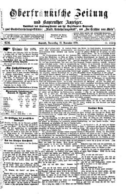 Oberfränkische Zeitung und Bayreuther Anzeiger (Bayreuther Anzeiger) Donnerstag 21. November 1878