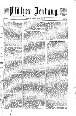 Pfälzer Zeitung Samstag 31. August 1878