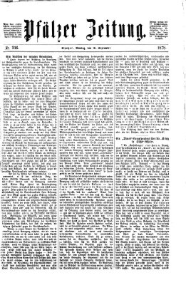 Pfälzer Zeitung Montag 16. September 1878