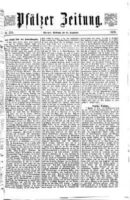 Pfälzer Zeitung Mittwoch 18. September 1878