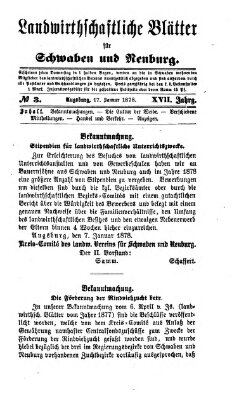 Landwirtschaftliche Blätter für Schwaben und Neuburg Donnerstag 17. Januar 1878