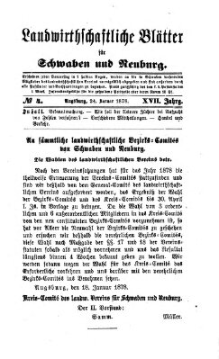 Landwirtschaftliche Blätter für Schwaben und Neuburg Donnerstag 24. Januar 1878