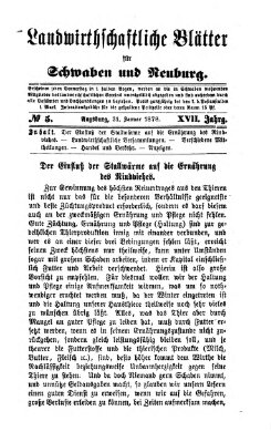 Landwirtschaftliche Blätter für Schwaben und Neuburg Donnerstag 31. Januar 1878