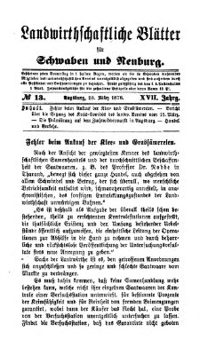 Landwirtschaftliche Blätter für Schwaben und Neuburg Donnerstag 28. März 1878