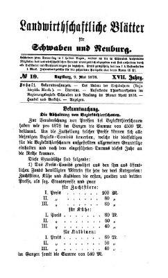 Landwirtschaftliche Blätter für Schwaben und Neuburg Donnerstag 9. Mai 1878