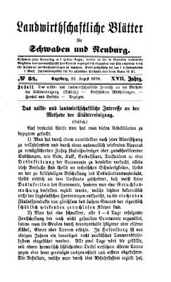 Landwirtschaftliche Blätter für Schwaben und Neuburg Donnerstag 22. August 1878