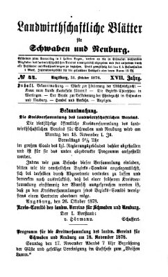 Landwirtschaftliche Blätter für Schwaben und Neuburg Donnerstag 31. Oktober 1878