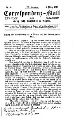 Korrespondenzblatt für die evangelisch-lutherischen Geistlichen in Bayern Freitag 8. März 1878