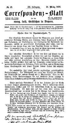 Korrespondenzblatt für die evangelisch-lutherischen Geistlichen in Bayern Donnerstag 21. März 1878