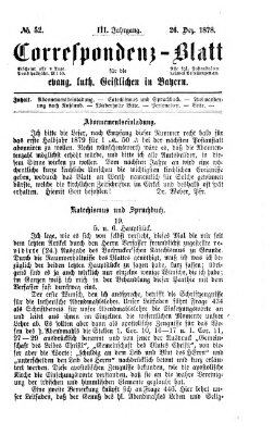 Korrespondenzblatt für die evangelisch-lutherischen Geistlichen in Bayern Donnerstag 26. Dezember 1878