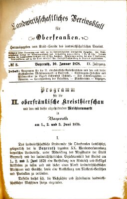 Landwirthschaftliches Vereinsblatt für Oberfranken Donnerstag 10. Januar 1878