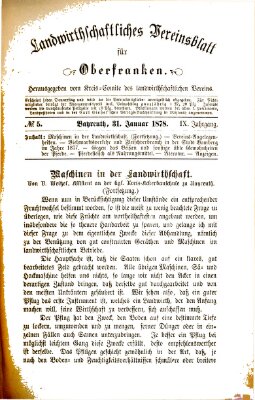 Landwirthschaftliches Vereinsblatt für Oberfranken Donnerstag 31. Januar 1878