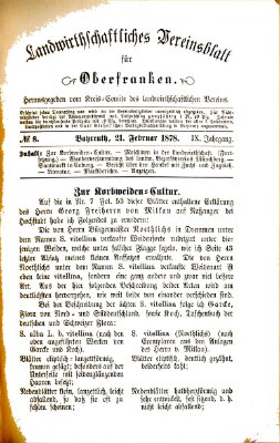 Landwirthschaftliches Vereinsblatt für Oberfranken Donnerstag 21. Februar 1878