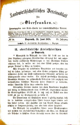 Landwirthschaftliches Vereinsblatt für Oberfranken Donnerstag 13. Juni 1878