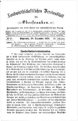 Landwirthschaftliches Vereinsblatt für Oberfranken Donnerstag 19. Dezember 1878