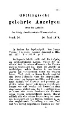 Göttingische gelehrte Anzeigen (Göttingische Zeitungen von gelehrten Sachen) Mittwoch 26. Juni 1878