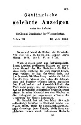 Göttingische gelehrte Anzeigen (Göttingische Zeitungen von gelehrten Sachen) Mittwoch 10. Juli 1878