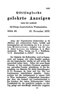 Göttingische gelehrte Anzeigen (Göttingische Zeitungen von gelehrten Sachen) Mittwoch 13. November 1878