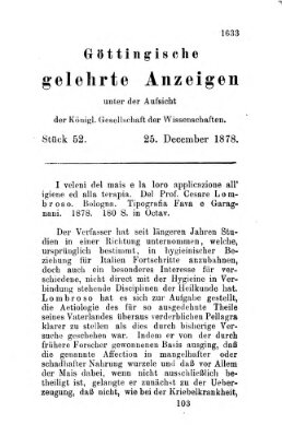 Göttingische gelehrte Anzeigen (Göttingische Zeitungen von gelehrten Sachen) Mittwoch 25. Dezember 1878