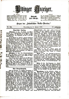 Kitzinger Anzeiger Donnerstag 17. Januar 1878